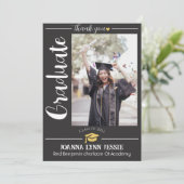 Einfache Eleganter Abschluss Goldkappe dank Script Dankeskarte (Stehend Vorderseite)