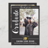 Einfache Eleganter Abschluss Goldkappe dank Script Dankeskarte (Vorne/Hinten)