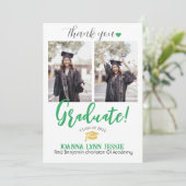 Einfache Eleganter Abschluss Goldkappe dank Script Dankeskarte (Stehend Vorderseite)