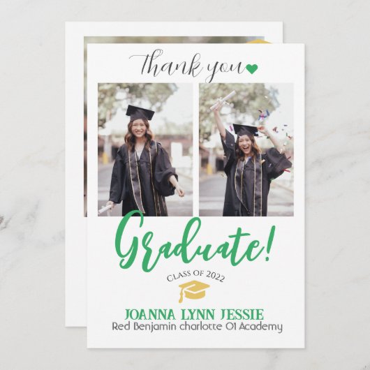 Einfache Eleganter Abschluss Goldkappe dank Script Dankeskarte (Vorne/Hinten)