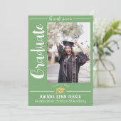 Einfache Eleganter Abschluss Goldkappe dank Script Dankeskarte (Stehend Vorderseite)