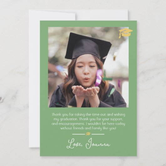 Einfache Eleganter Abschluss Goldkappe dank Script Dankeskarte (Rückseite)