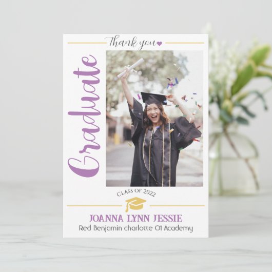 Einfache Eleganter Abschluss Goldkappe dank Script Dankeskarte (Stehend Vorderseite)