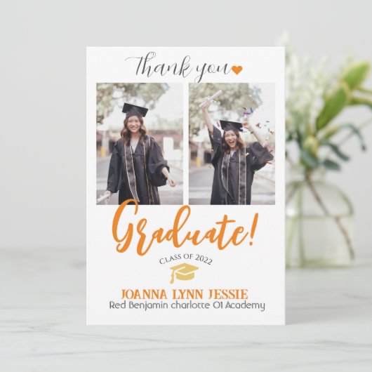 Einfache Eleganter Abschluss Goldkappe dank Script Dankeskarte (Stehend Vorderseite)