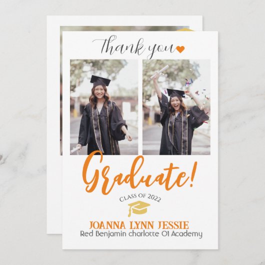 Einfache Eleganter Abschluss Goldkappe dank Script Dankeskarte (Vorne/Hinten)