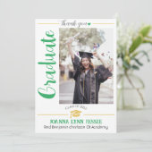 Einfache Eleganter Abschluss Goldkappe dank Script Dankeskarte (Stehend Vorderseite)