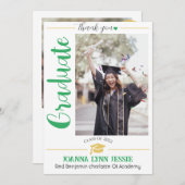 Einfache Eleganter Abschluss Goldkappe dank Script Dankeskarte (Vorne/Hinten)