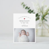 Einfache Elegantes Foto New Baby Ankündigung Postkarte (Stehend Vorderseite)