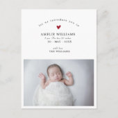 Einfache Elegantes Foto New Baby Ankündigung Postkarte (Vorderseite)