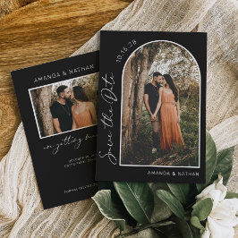 Einfache Elegantes Foto Schwarz-Weiß-Hochzeit Save The Date