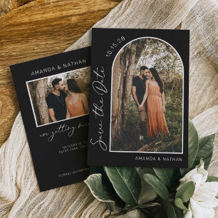 Einfache Elegantes Foto Schwarz-Weiß-Hochzeit Save The Date