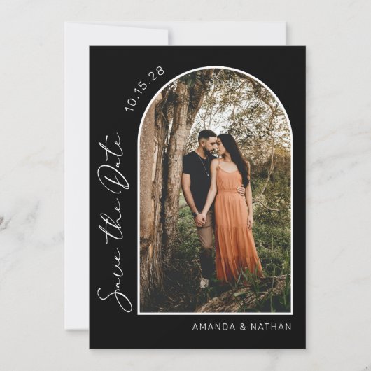Einfache Elegantes Foto Schwarz-Weiß-Hochzeit Save The Date (Vorderseite)