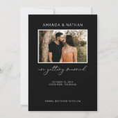 Einfache Elegantes Foto Schwarz-Weiß-Hochzeit Save The Date (Rückseite)