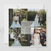 Einfache Elegantsage Green 4 Foto Collage Wedding Dankeskarte (Vorderseite)