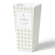 Einfache Elegantsage Green Gingham Baby Dusche