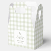 Einfache Elegantsage Green Gingham Baby Dusche Geschenkschachtel (Geöffnet)