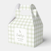 Einfache Elegantsage Green Gingham Baby Dusche Geschenkschachtel (Vorderseite)