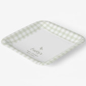 Einfache Elegantsage Green Gingham Baby Dusche Pappteller (Gewinkelt)