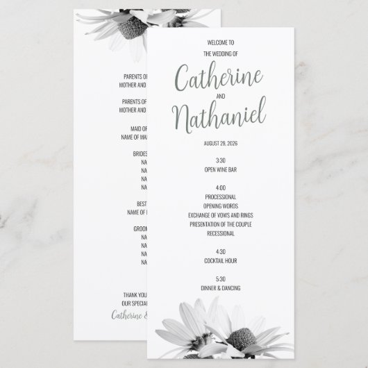 Einfache Elegantsage Green Wedding Program Card Programm (Vorne/Hinten)