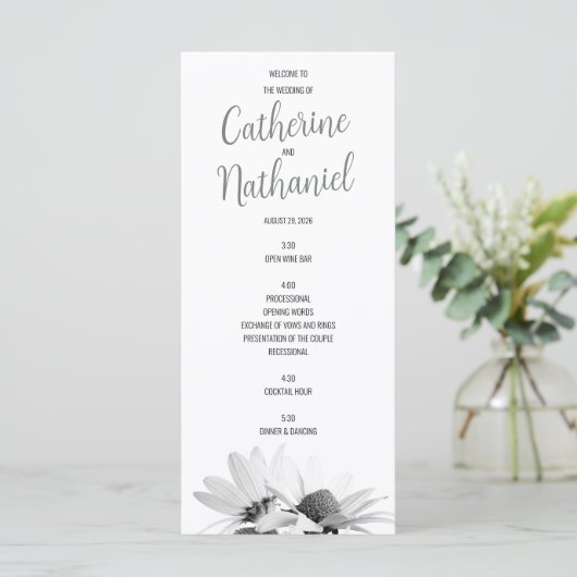 Einfache Elegantsage Green Wedding Program Card Programm (Stehend Vorderseite)
