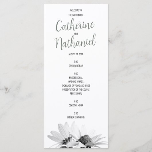 Einfache Elegantsage Green Wedding Program Card Programm (Vorderseite)