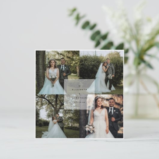 Einfache Elegantsage Grüne Ampere und Foto Hochzei Save The Date (Stehend Vorderseite)