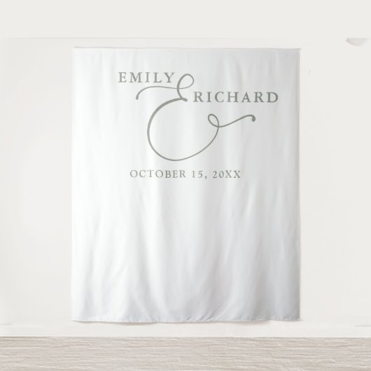 Einfache Elegantsage Grüne Hochzeit Foto Hintergru Wandteppich (Vorderseite)