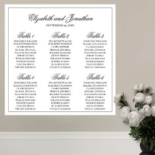 Einfache Eleganz 6 Tabelle Hochzeitsdiagramm Poster