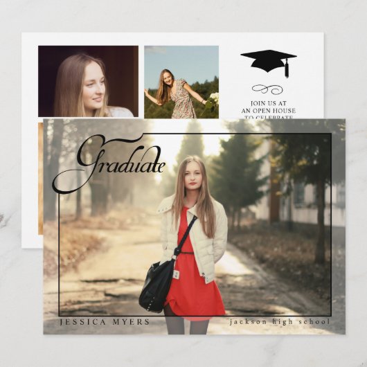 Einfache Eleganz, Ankündigung von Abschluss Foto (Vorne/Hinten)