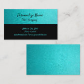 Einfache Eleganz Aquamarin und schwarz Lederlook Visitenkarte (Vorne/Hinten)