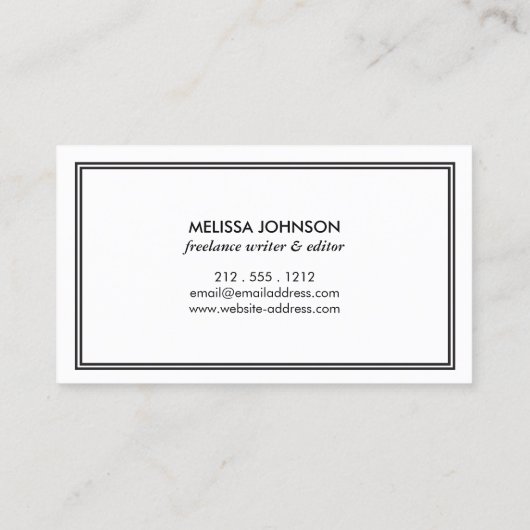 Einfache Eleganz Art Deco Stil Weiß/Schwarz Visitenkarte (Rückseite)