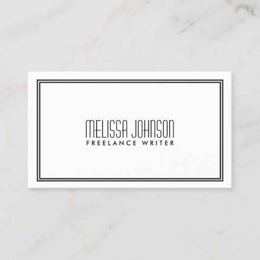 Einfache Eleganz Art Deco Stil Weiß/Schwarz Visitenkarte (Vorderseite)