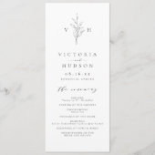 Einfache Eleganz botanische Blätter Monogramm Hoch Programm (Vorderseite)