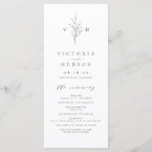 Einfache Eleganz botanische Blätter Monogramm Hoch Programm (Vorderseite)