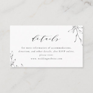 Einfache Eleganz Botanische Hochzeitsdetails Karte