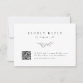 Einfache Eleganz botanische Vegetation QR Code Hoc RSVP Karte (Vorderseite)