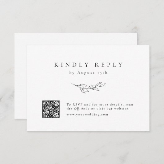 Einfache Eleganz botanische Vegetation QR Code Hoc RSVP Karte (Vorne/Hinten)