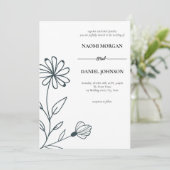 Einfache Eleganz botanischer Monogramm Einladung (Stehend Vorderseite)