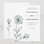 Einfache Eleganz botanischer Monogramm Einladung (Vorne/Hinten)