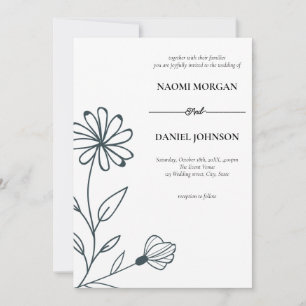 Einfache Eleganz botanischer Monogramm Einladung