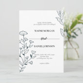 Einfache Eleganz botanischer Monogramm Einladung (Stehend Vorderseite)