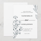 Einfache Eleganz botanischer Monogramm Einladung (Vorne/Hinten)