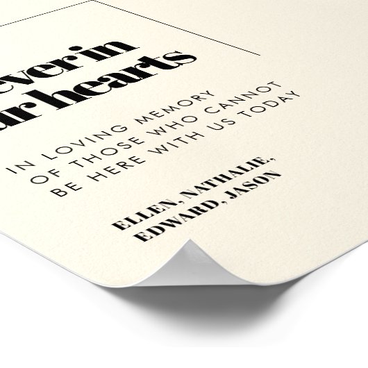 Einfache Eleganz & Chic Forever in unseren Herzen Poster (Ecke)