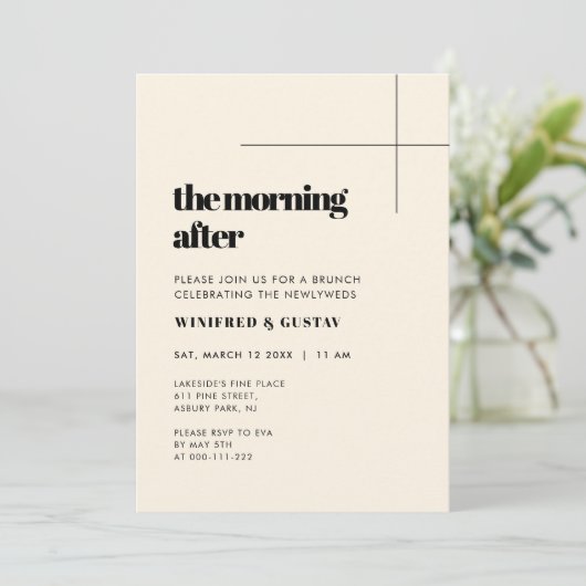 Einfache Eleganz & Chic Morgens nach dem Brunch Einladung (Stehend Vorderseite)