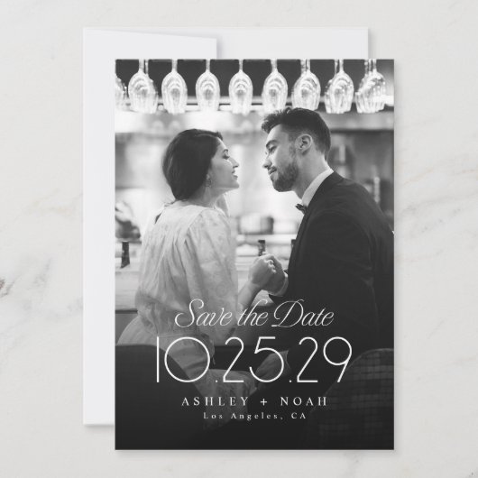Einfache Eleganz Classy Script Foto-Hochzeit  Save The Date (Vorderseite)