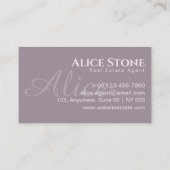 Einfache Eleganz der Mauve Pastel Classic Visitenkarte (Rückseite)