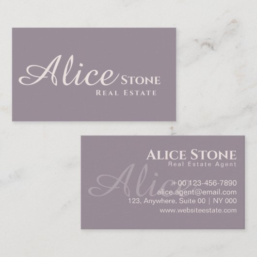 Einfache Eleganz der Mauve Pastel Classic Visitenkarte (Vorne/Hinten)