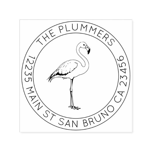 Einfache Eleganz - Flamingo Rücksendeadresse Permastempel (Design)
