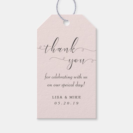 Einfache Eleganz Gastgeschenk Hochzeit Danke Pink Geschenkanhänger (Vorderseite)