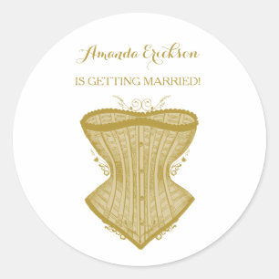 Einfache Eleganz Gold Korsett Wäsche Brautparty Runder Aufkleber